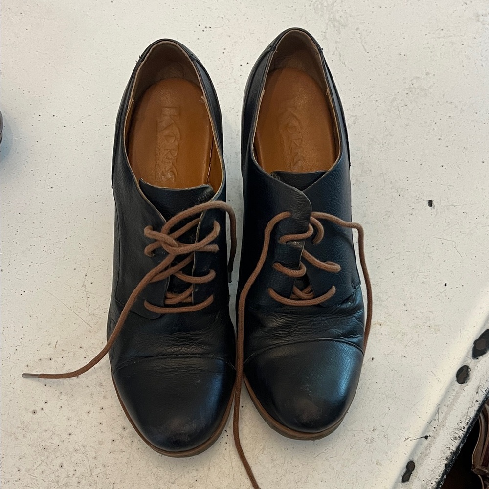 Kork-Ease Black Leather Wedges